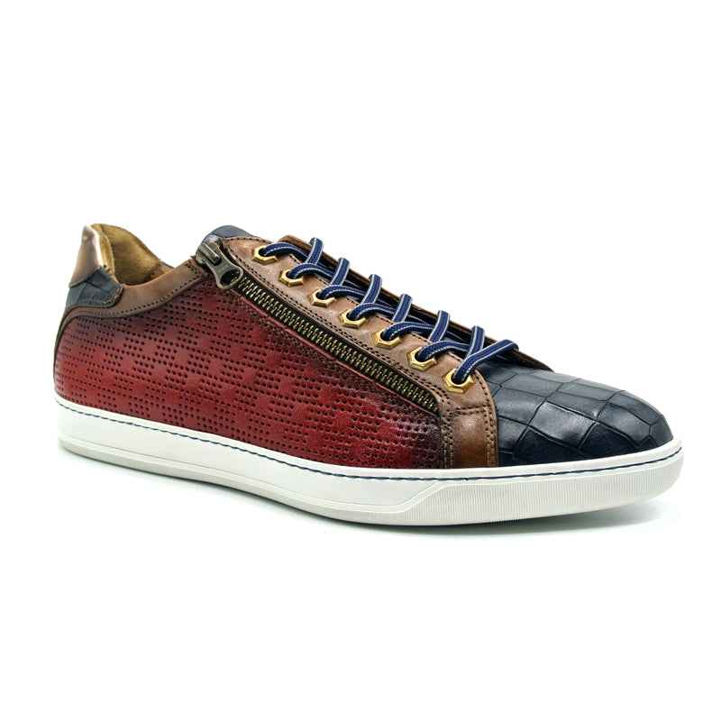 TEEK - 65-209-RED BREZZA Calfskin & Embossed Crocodile Sneaker, Red SHOES TEEK ZI Red 8 M