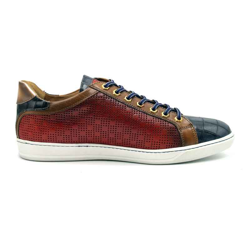 TEEK - 65-209-RED BREZZA Calfskin & Embossed Crocodile Sneaker, Red SHOES TEEK ZI