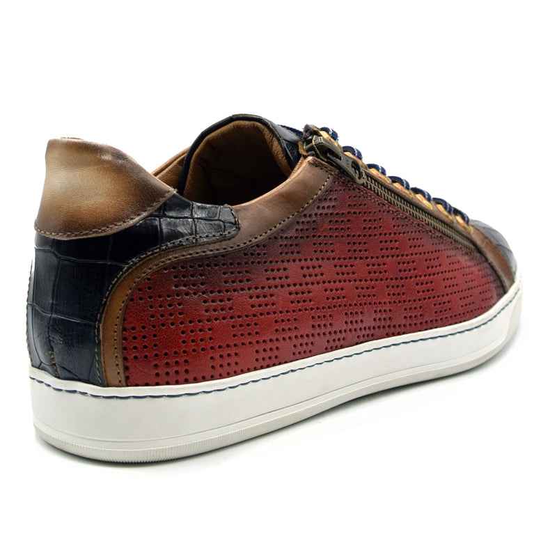 TEEK - 65-209-RED BREZZA Calfskin & Embossed Crocodile Sneaker, Red SHOES TEEK ZI