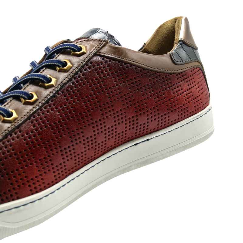 TEEK - 65-209-RED BREZZA Calfskin & Embossed Crocodile Sneaker, Red SHOES TEEK ZI