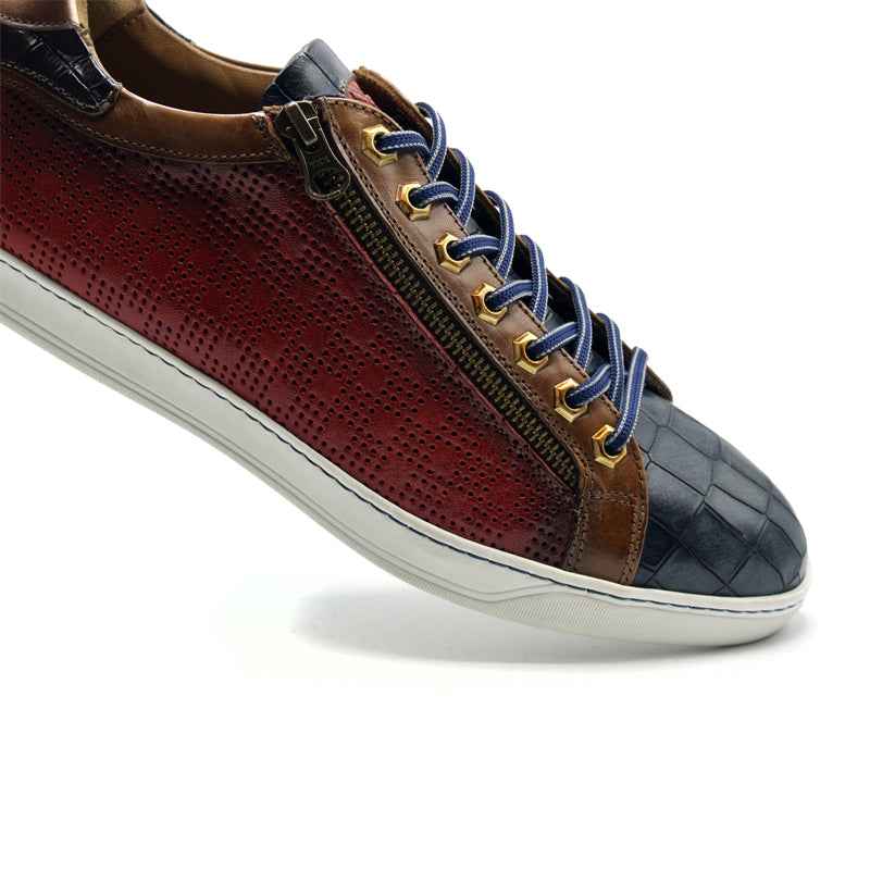 TEEK - 65-209-RED BREZZA Calfskin & Embossed Crocodile Sneaker, Red SHOES TEEK ZI