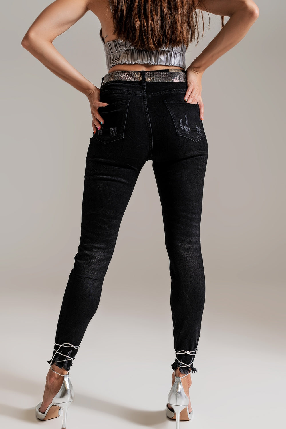 TEEK - Black Wash Embellished Skinny Jeans JEANS TEEK M   