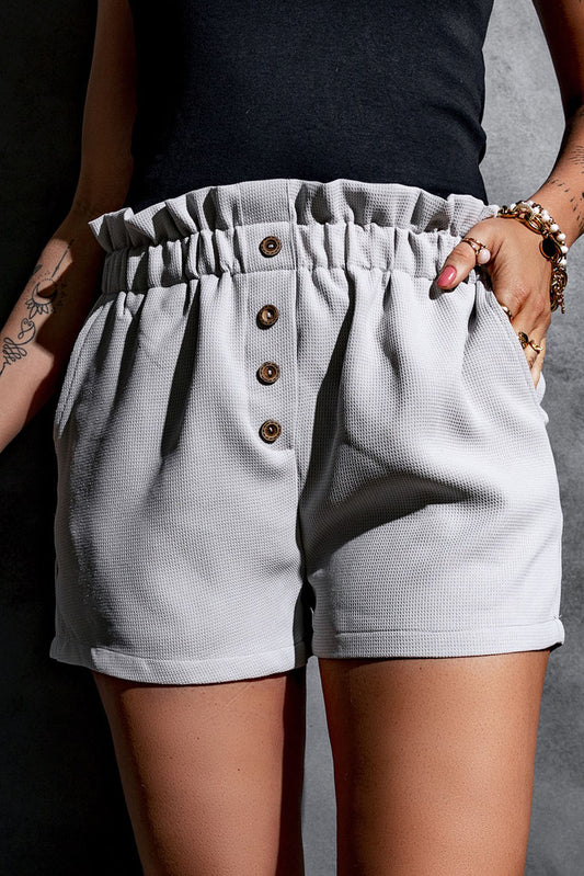 Paperbag Shorts with Pockets  TEEK Trend Light Gray S 