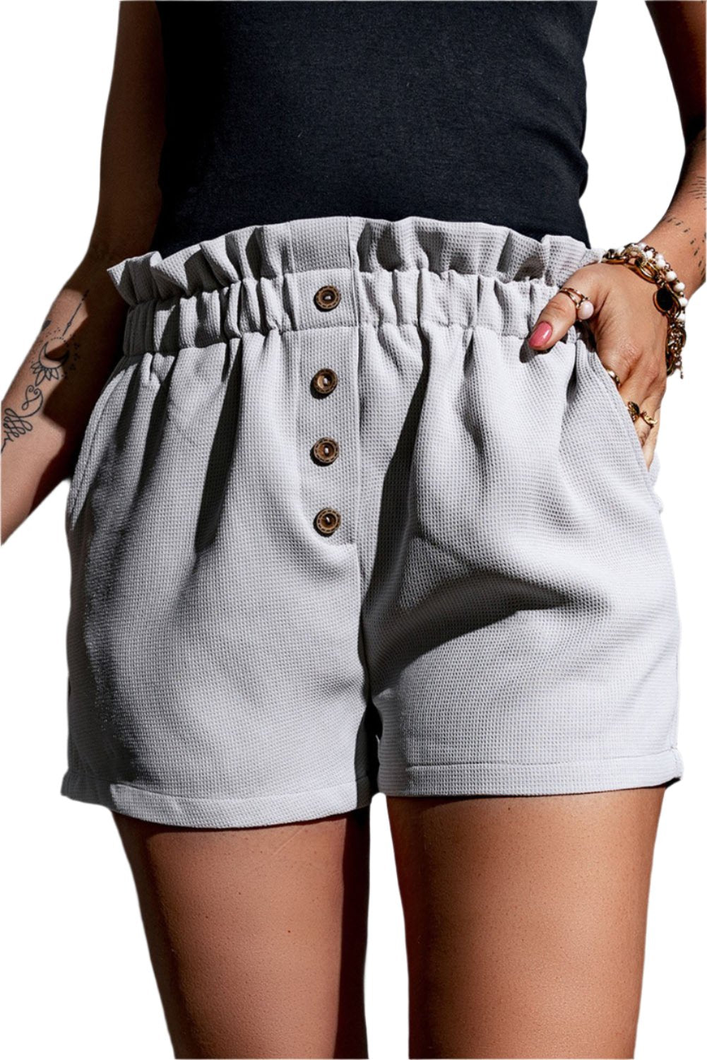 TEEK - Light Grey Paperbag Pocketed Shorts SHORTS TEEK Trend S  