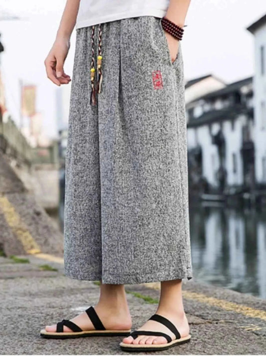 TEEK - Mens Plus Size Casual Wide Leg Cropped Pants PANTS TEEK Trend