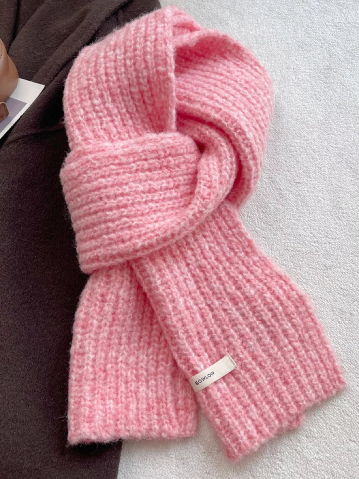 Cozy Knitted Winter Scarf Trendsi Pink ONESIZE