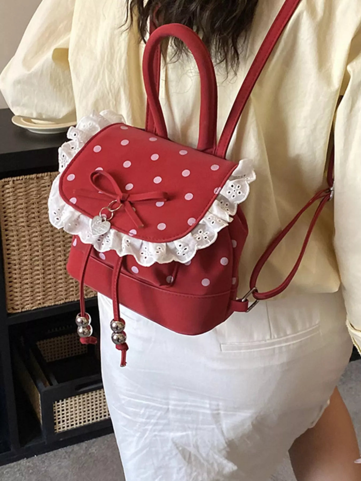TEEK - Polka Dot Lace Trim Backpack Bag BAG TEEK Trend