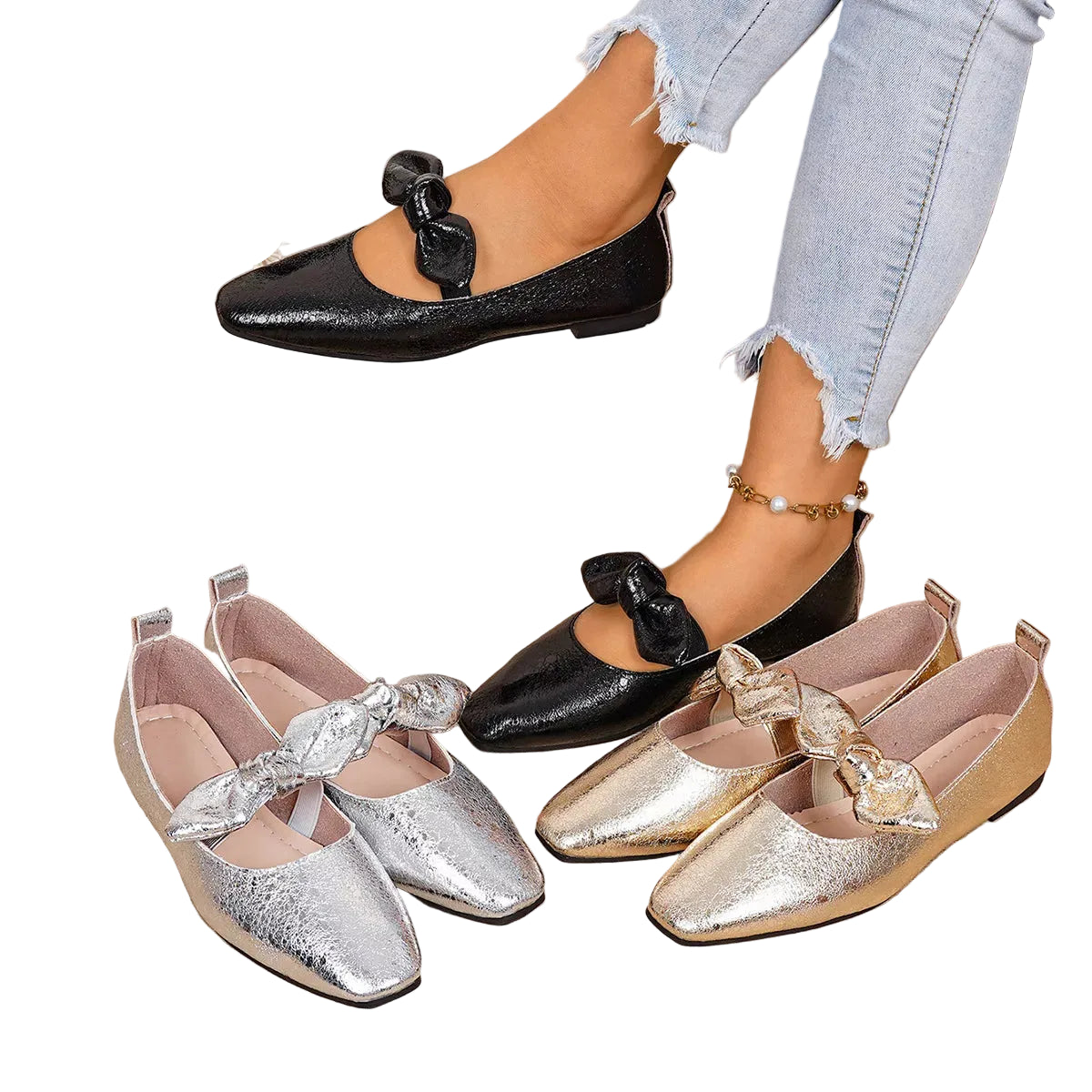 Bow Square Toe Slip-Ons Trendsi