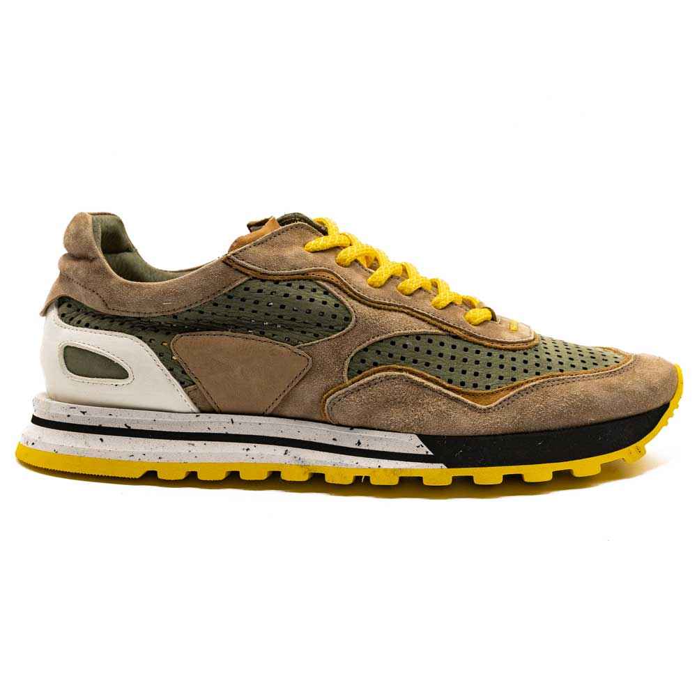 TEEK - 66-237-MOS RAYA Perforated Italian Calfskin Sneakers, Moss/Taupe SHOES TEEK ZI Moss/Taupe 8.5 M