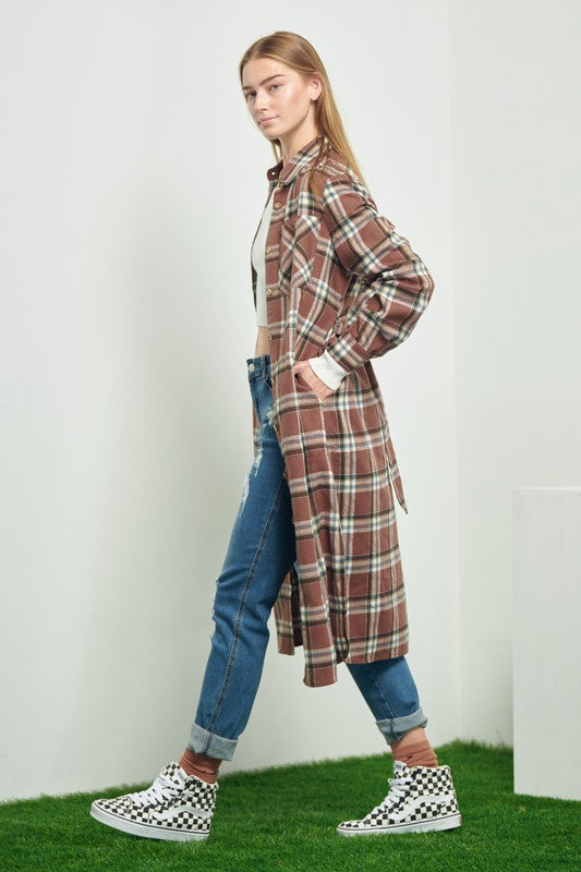 TEEK - PLAID PRINT COLLAR LONG SHIRT DRESS DRESS TEEK FG   