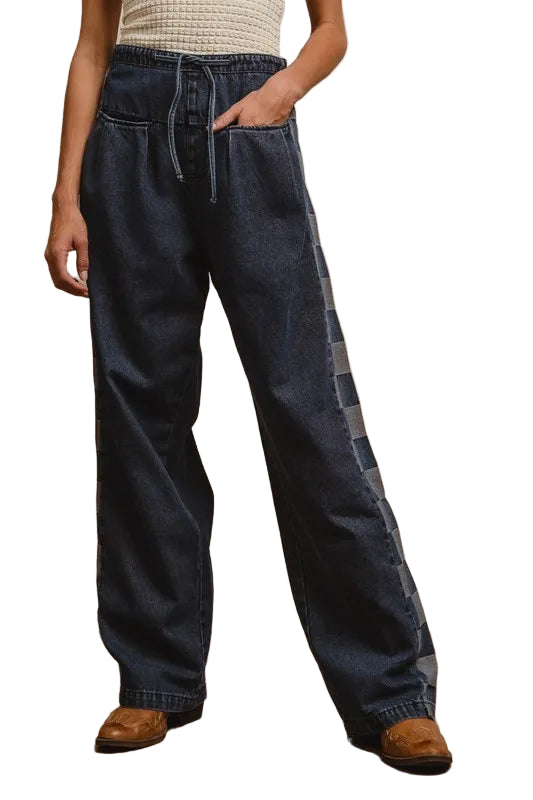 TEEK - Washed Denim Mix Match Long Pants JEANS TEEK Trend S