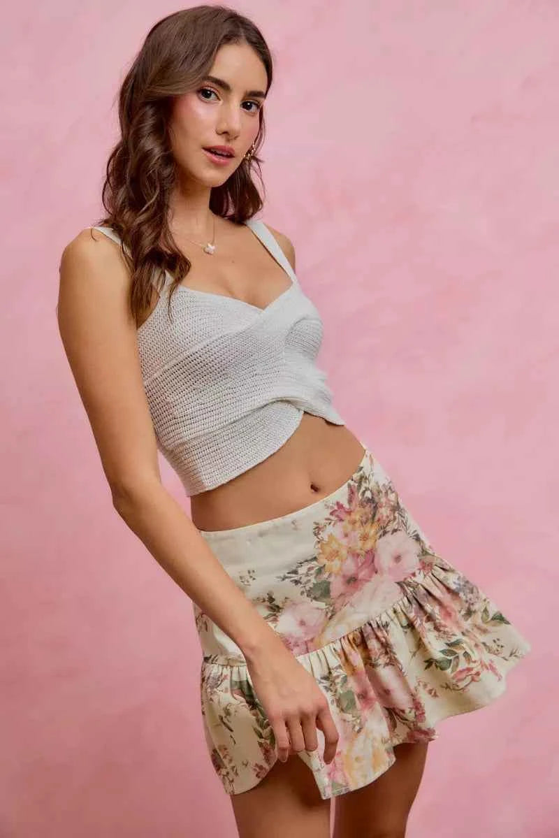TEEK - Floral Print Fit and Flare Mini Skirt SKIRT TEEK Trend