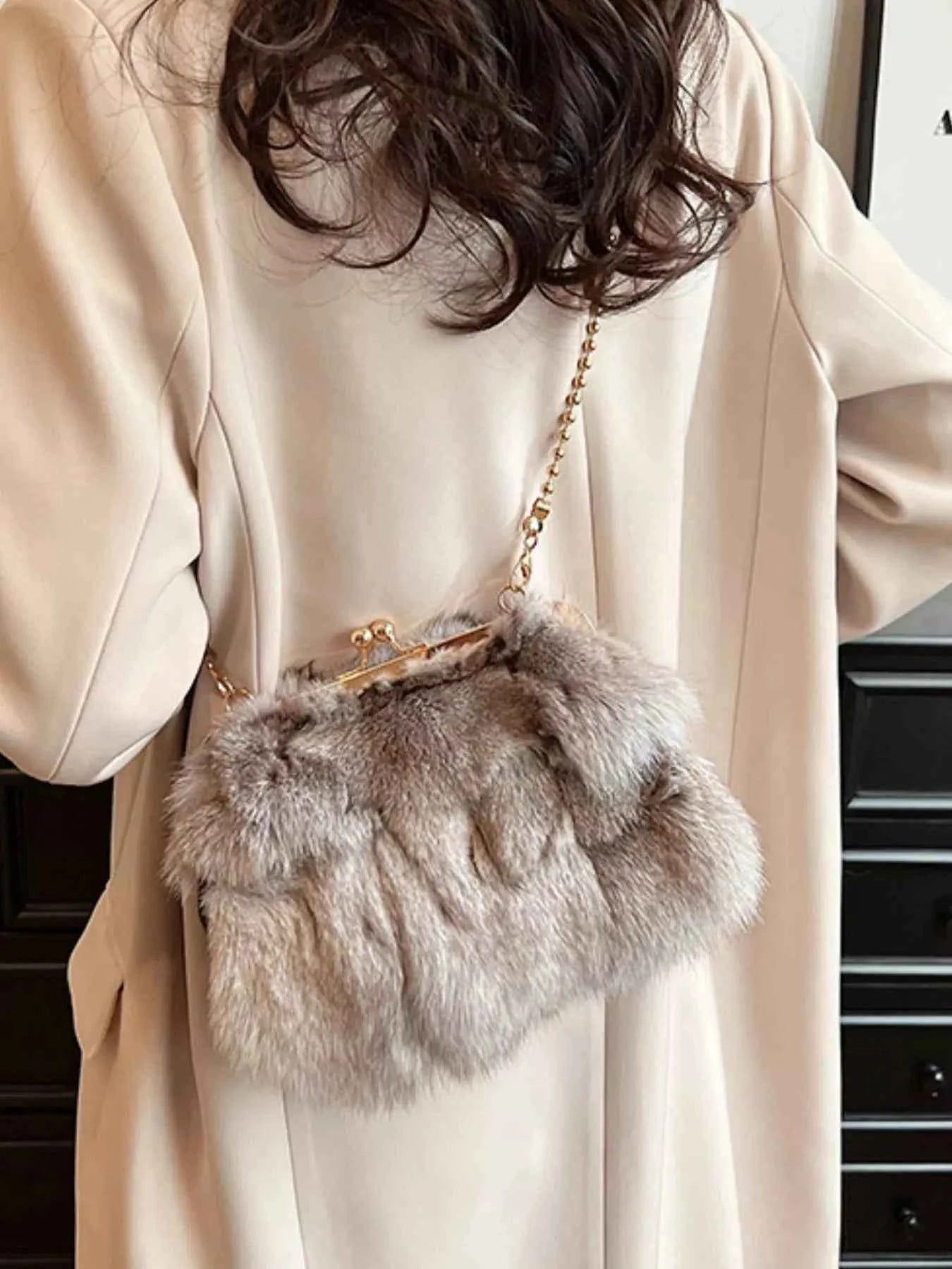 Furry Chain Crossbody Bag Trendsi
