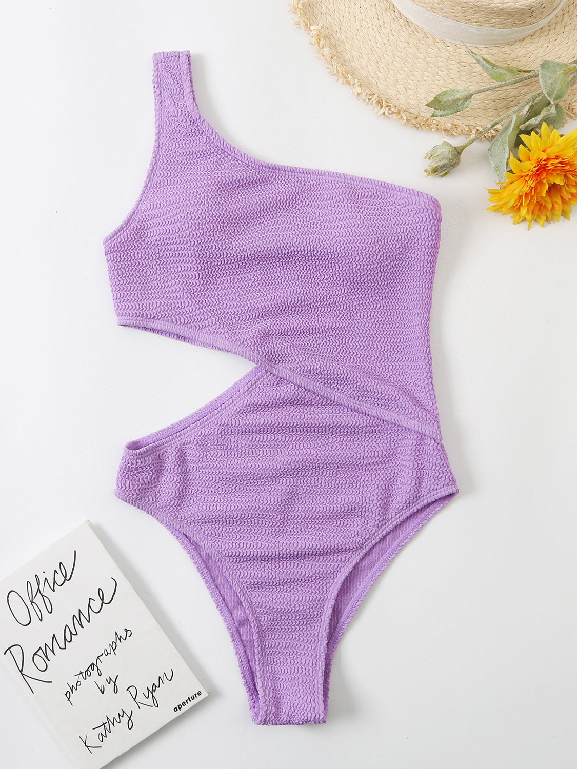 TEEK - Cutout One Shoulder One-Piece Swimsuit SWIMWEAR TEEK Trend Lavender S 