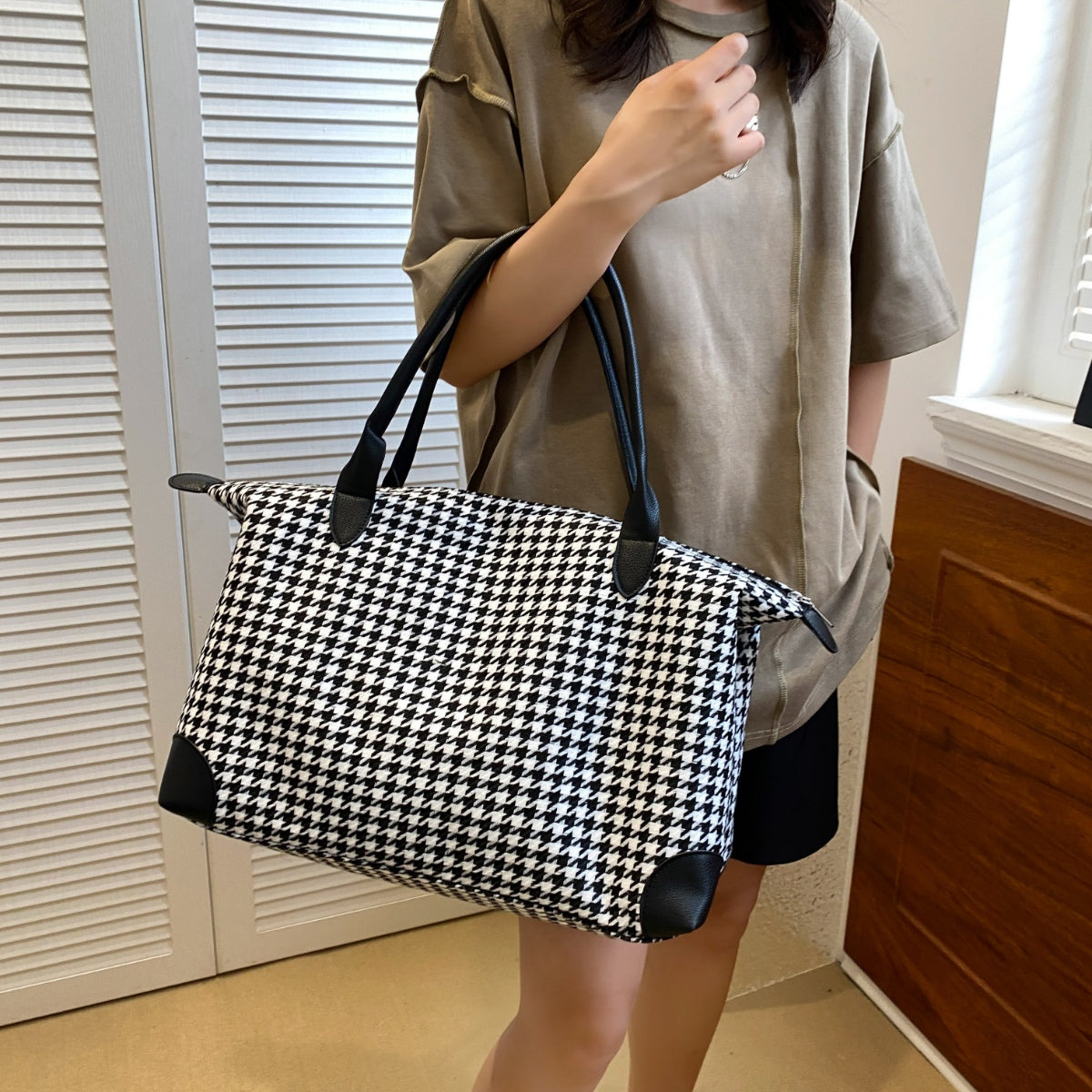 TEEK - Houndstooth Canvas Travel Bag BAG TEEK Trend   