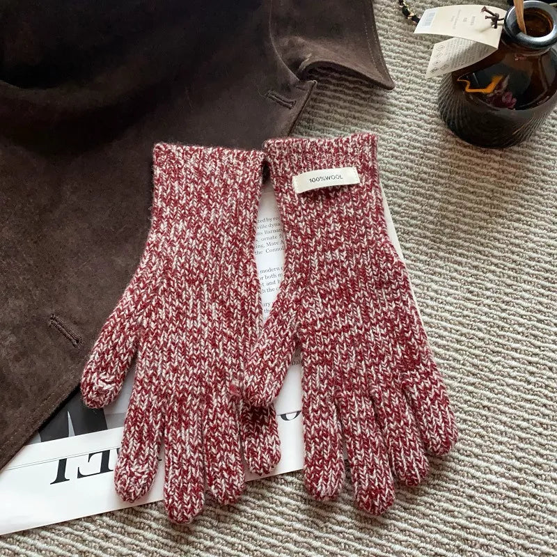 Colorful Warm Knitted Soft Gloves Trendsi Scarlet ONESIZE