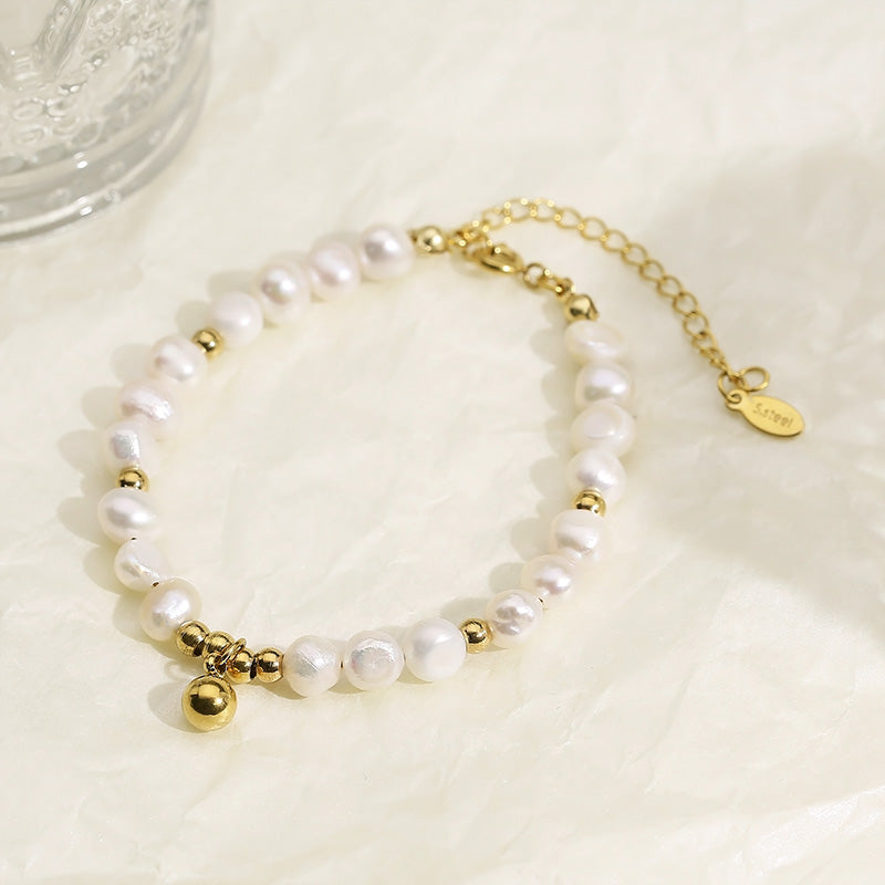 TEEK - Stainless Steel Freshwater Pearl Bracelet JEWELRY TEEK Trend Gold  