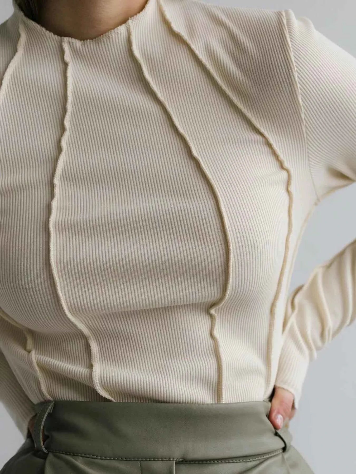 Seam Detail Long Sleeve T-Shirt Trendsi