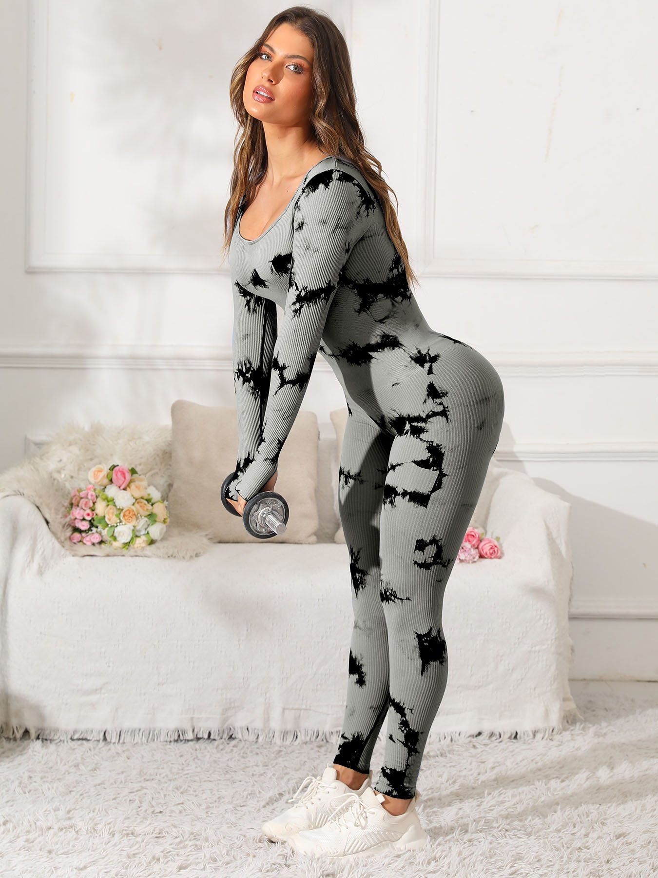 TEEK - Scoop Neck Long Sleeve Active Jumpsuit JUMPSUIT TEEK Trend   