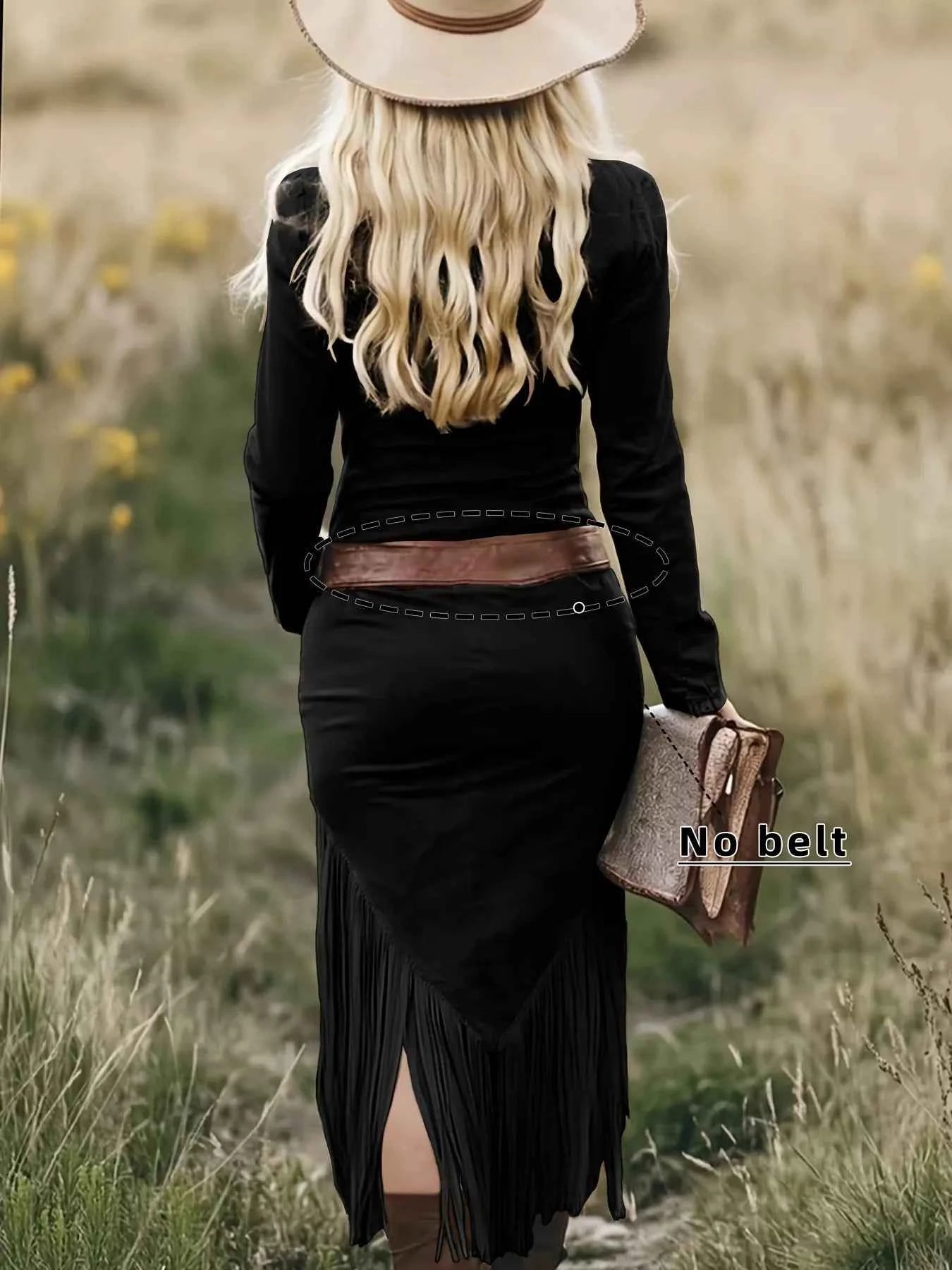 TEEK - Fringe Zip Front Long Sleeve Dress DRESS TEEK Trend