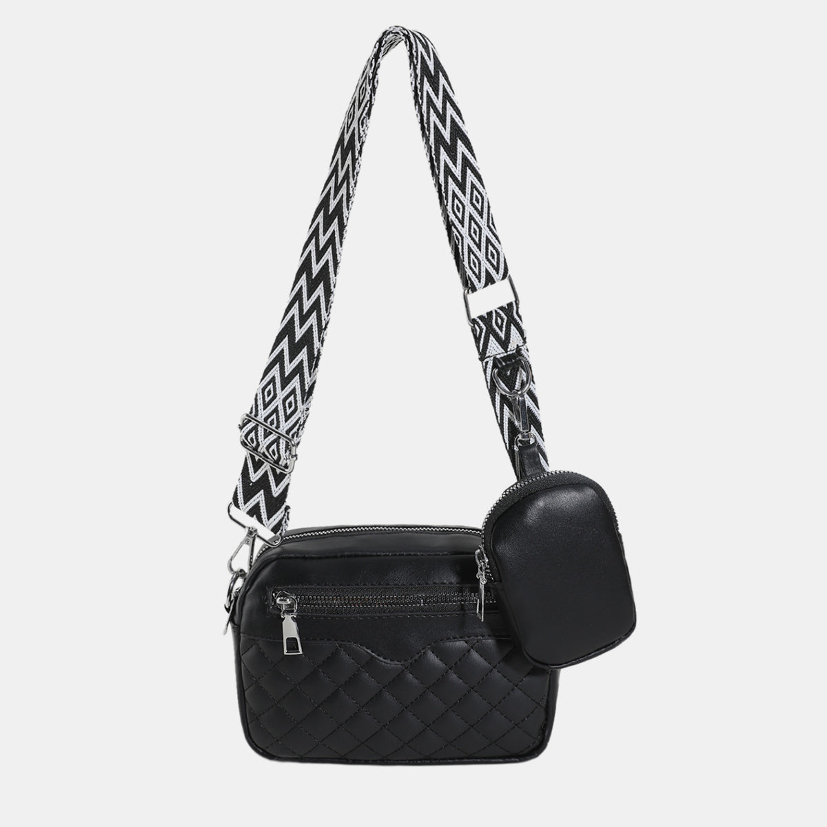 TEEK - Stitching Zipped Combo Shoulder Bag BAG TEEK Trend Black  