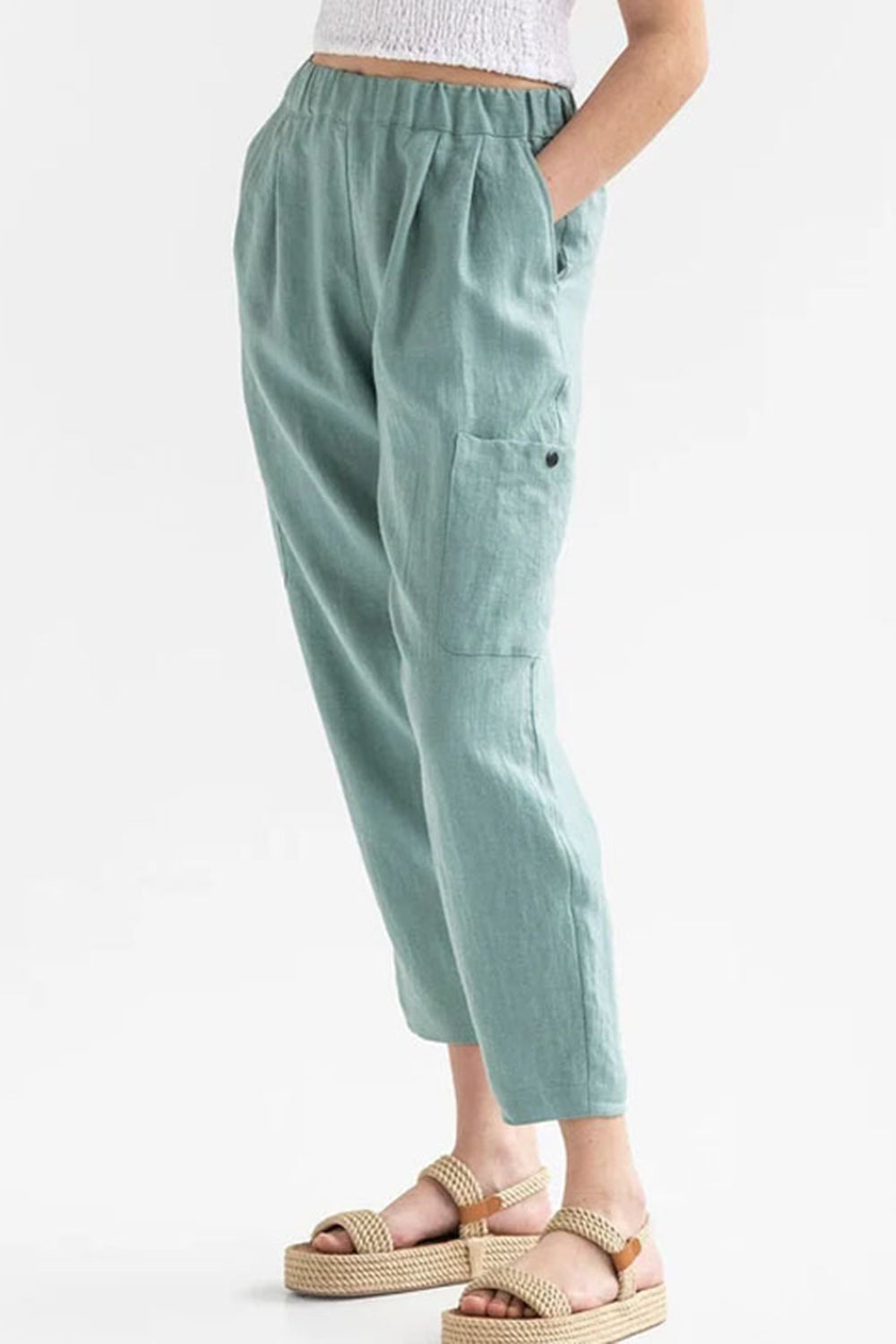 TEEK - Pocketed Elastic Waist Pants PANTS TEEK Trend Teal S 