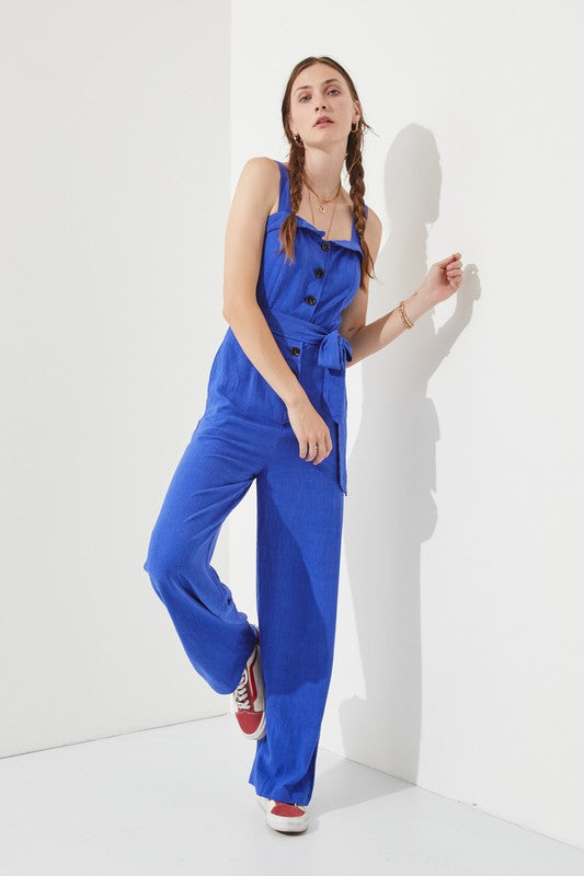 TEEK - PLUS SIZE SLEEVELESS ADJUSTABLE STRAP BUTTON JUMPSUIT JUMPSUIT TEEK FG   