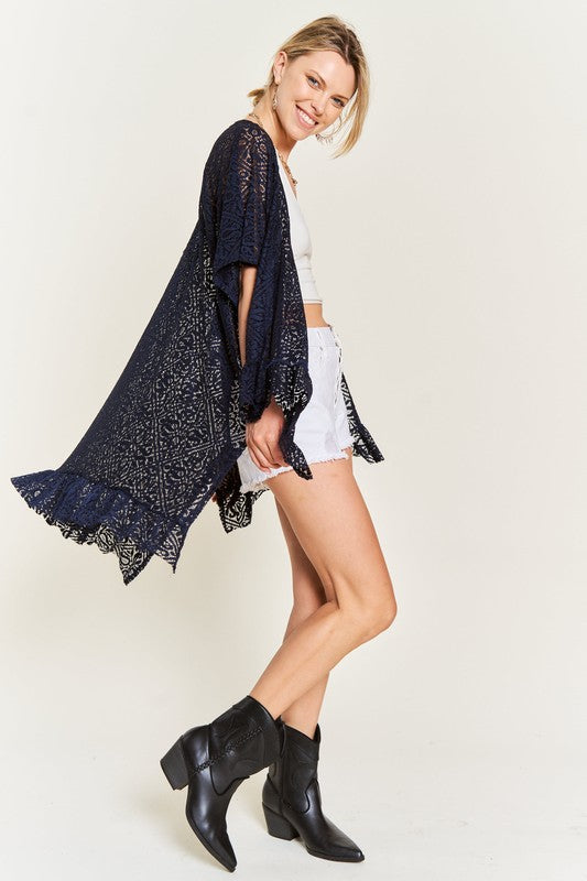 TEEK - LACE OVER SIZE RUFFLE KIMONO SHAWL TEEK FG   