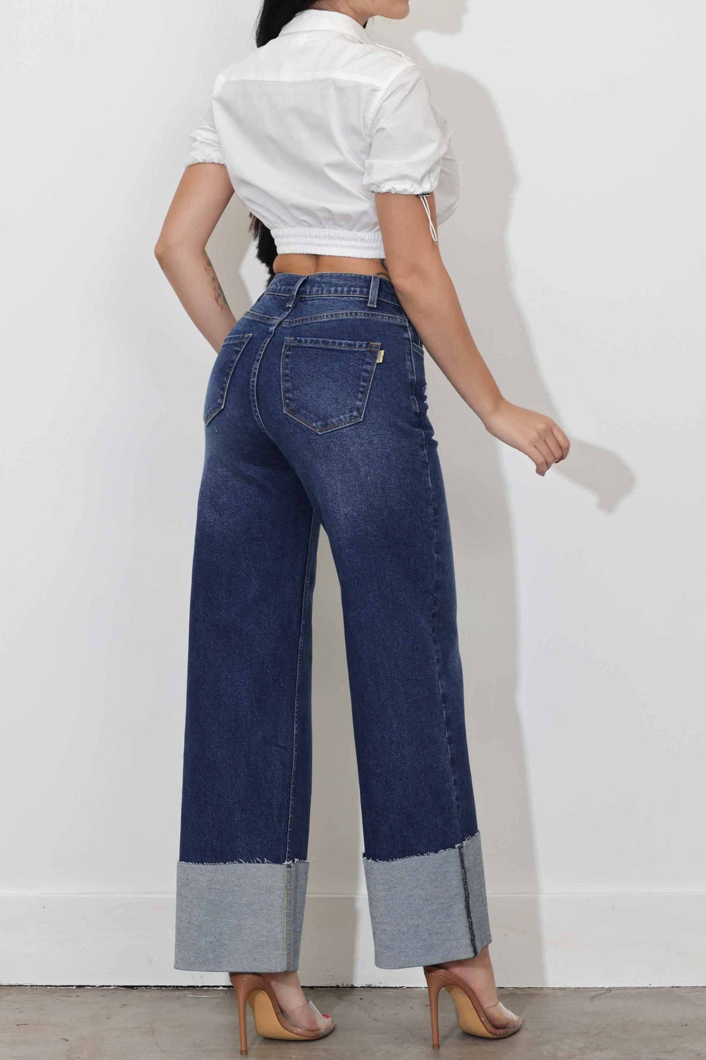 TEEK - Cuff Up Wide Leg Jeans JEANS TEEK RRRB