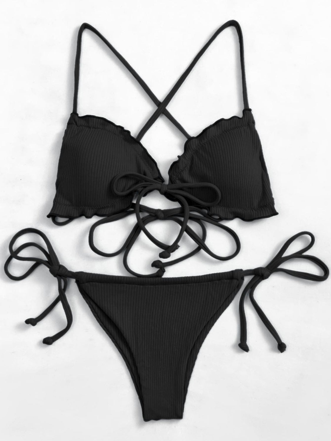 TEEK - Ruffled Tied Two-Piece Bikini Set SWIMWEAR TEEK Trend   