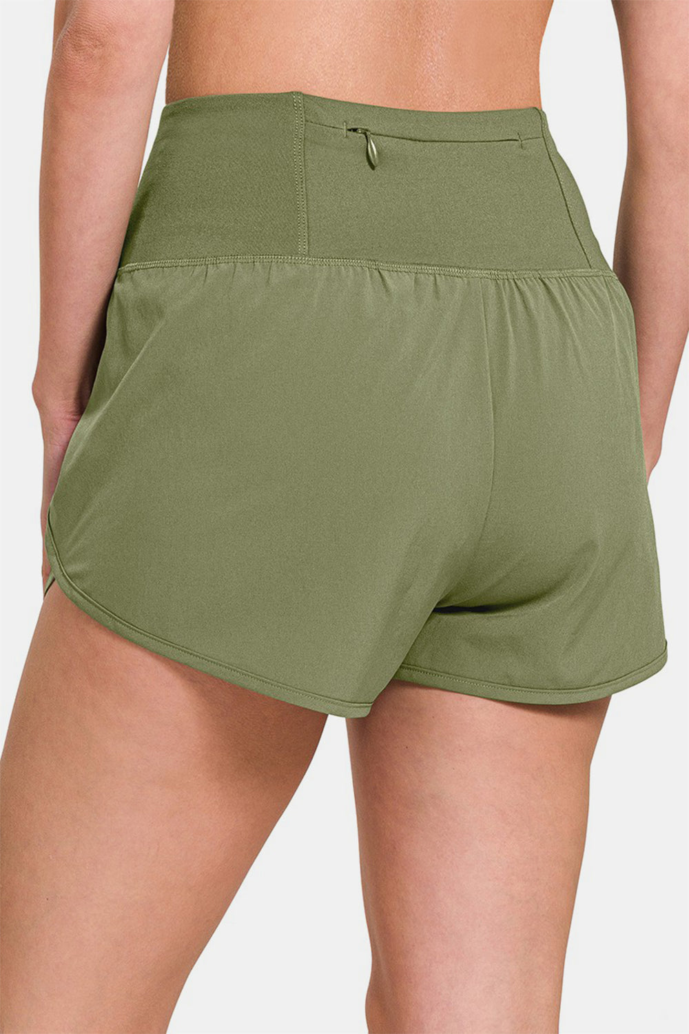 TEEK - L. Olive High-Waisted Zippered Back Pocket Active Shorts SHORTS TEEK Trend   