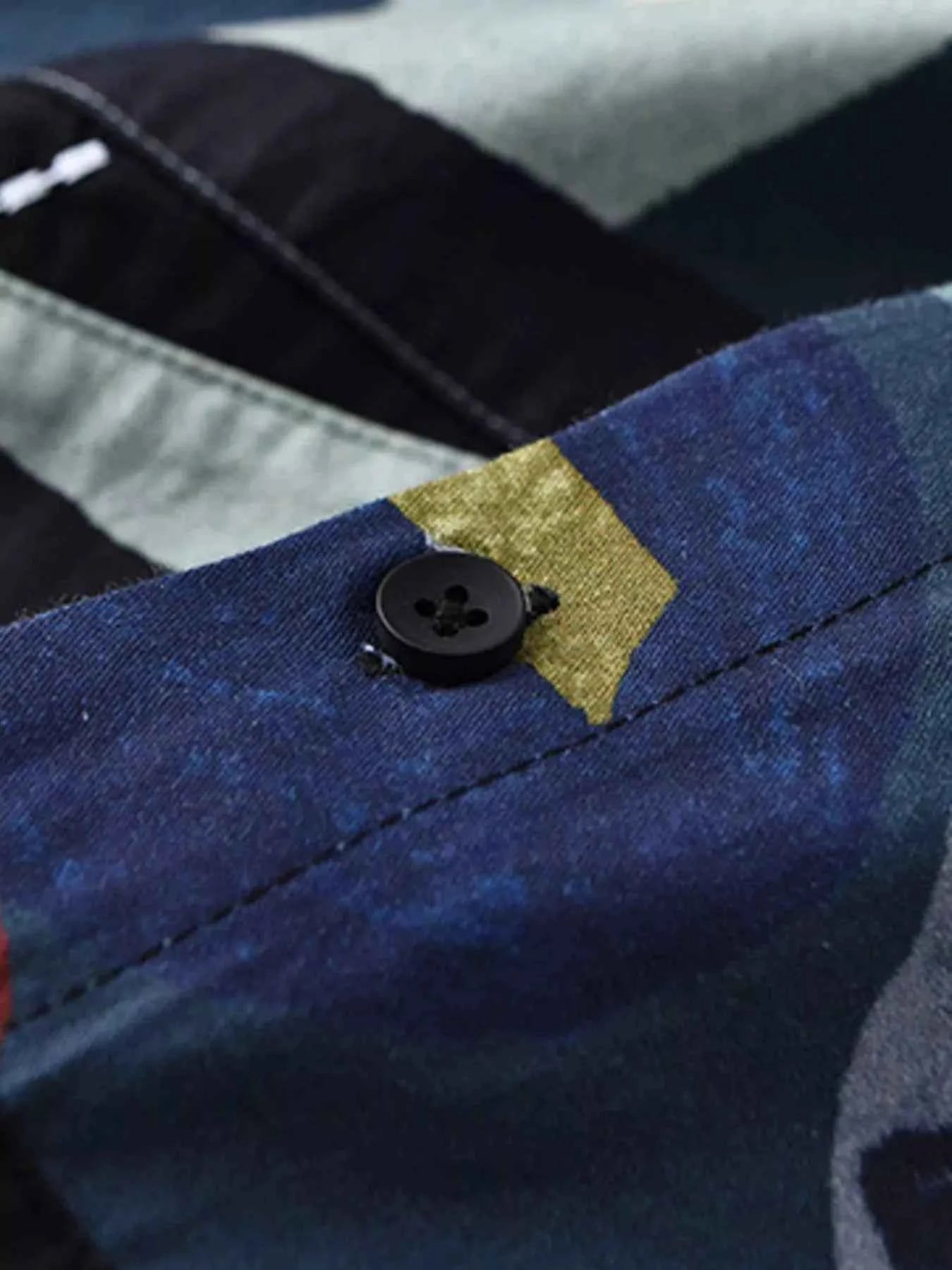 Men's Plus Size Abstract Patchwork Short Sleeve Shirt Trendsi