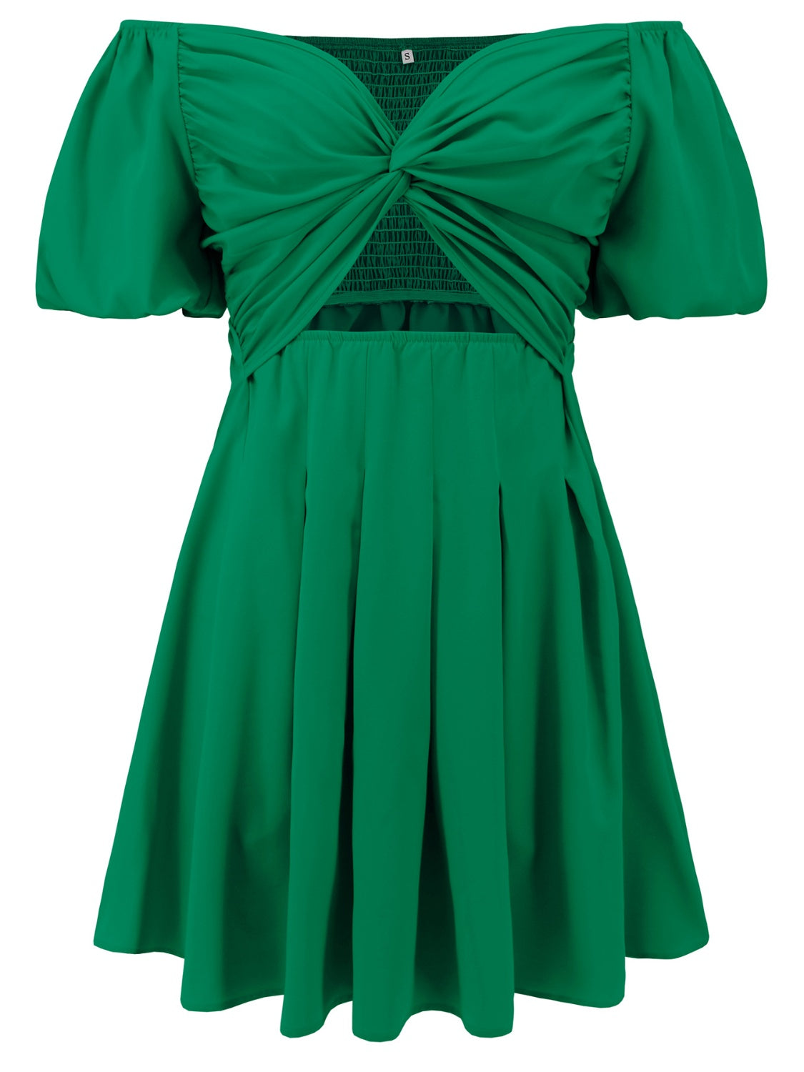 TEEK - Cutout Twisted Off-Shoulder Short Sleeve Dress DRESS TEEK Trend Green S 
