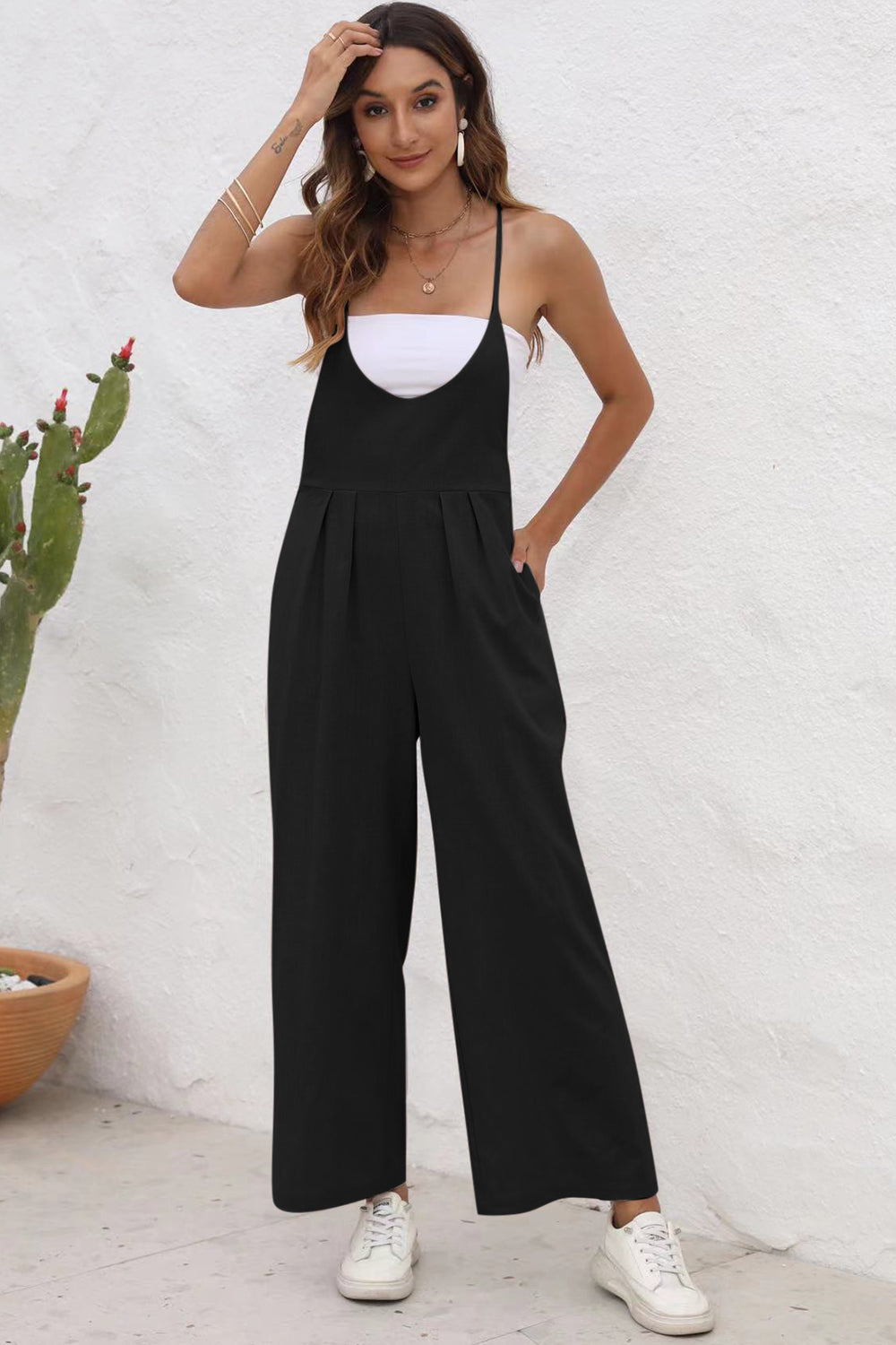 TEEK - Tie Back Sleeveless Wide Leg Jumpsuit JUMPSUIT TEEK Trend   