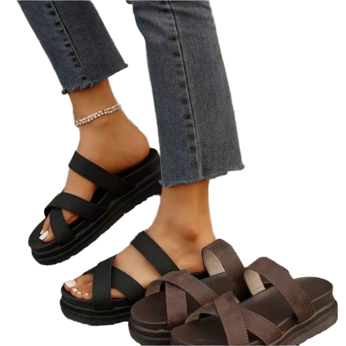 TEEK - Crisscross Strap Flat Sandals SHOES TEEK Trend   