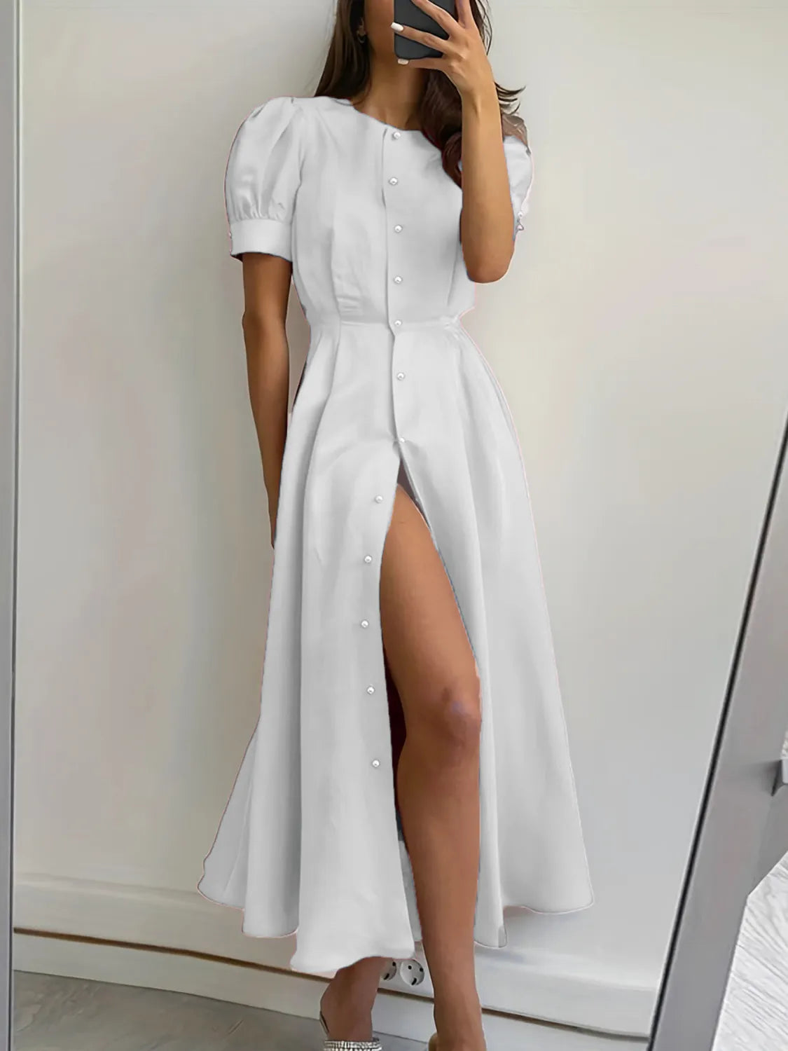 TEEK - Button Down Short Sleeve Dress DRESS TEEK Trend