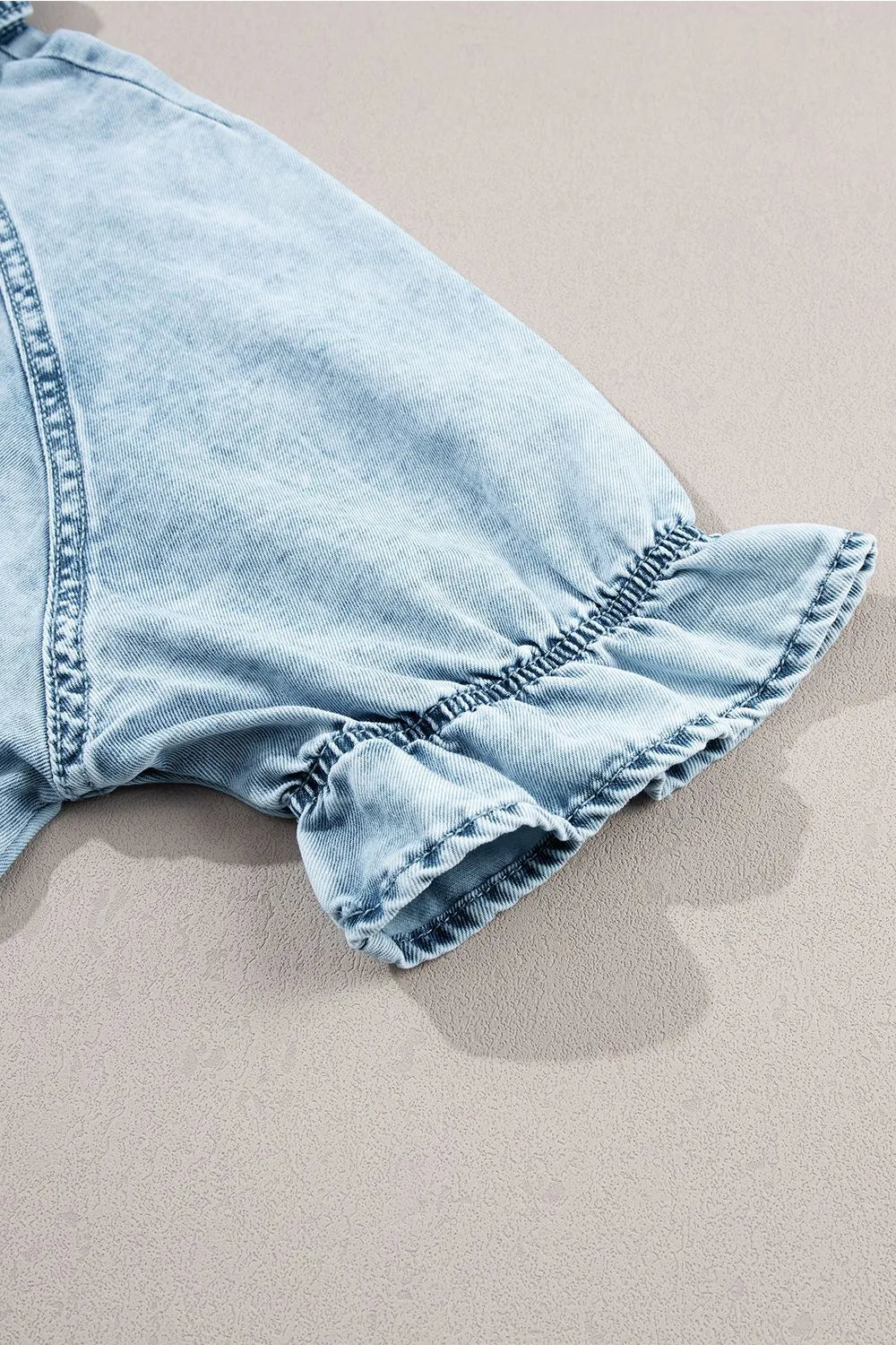 TEEK - Light Mineral Wash Ruffle Sleeve Denim Dress DRESS TEEK Trend