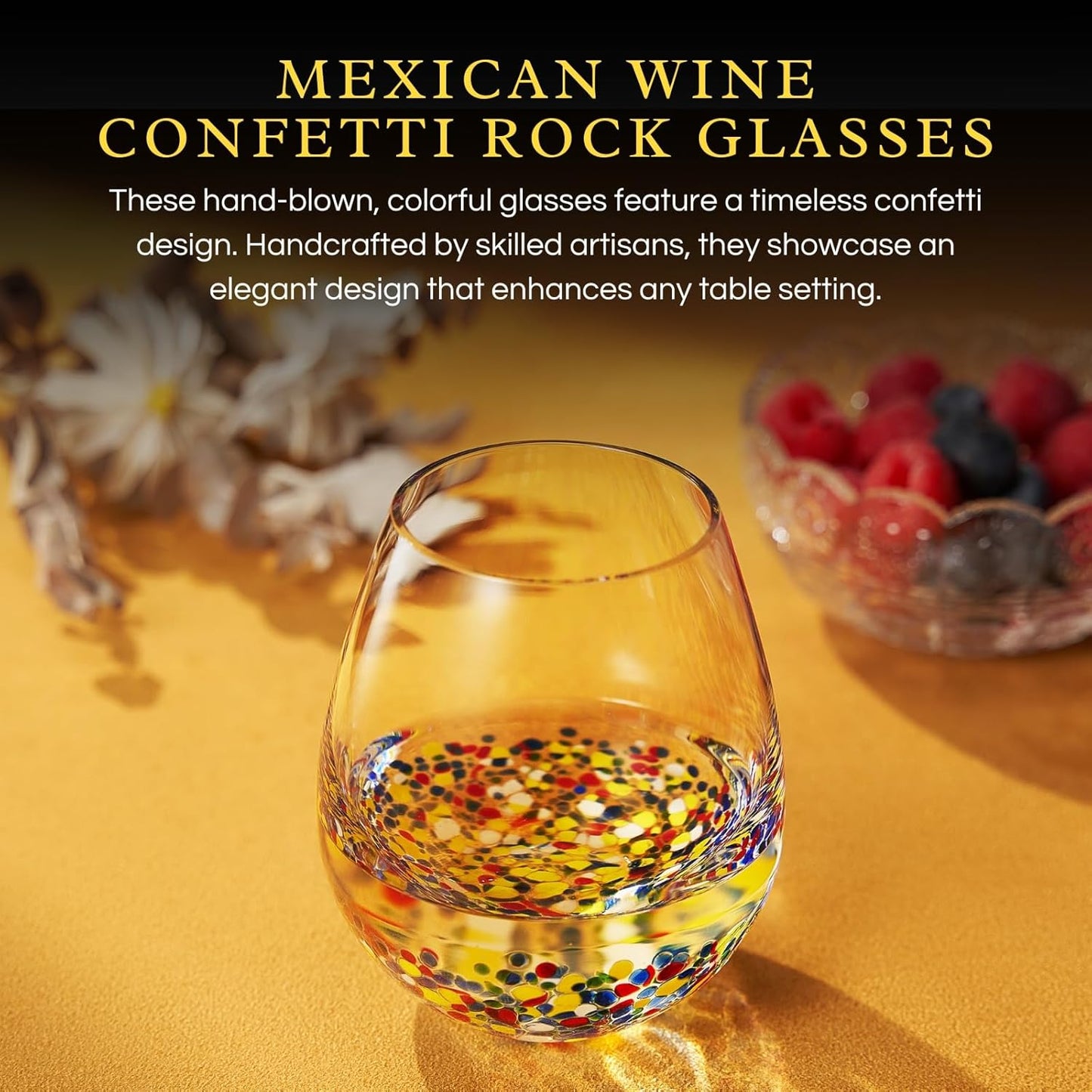 TEEK - The Wine Savant Mexican Wine Hand Blown Confetti Rock Set - Clear HOME DECOR TEEK KS