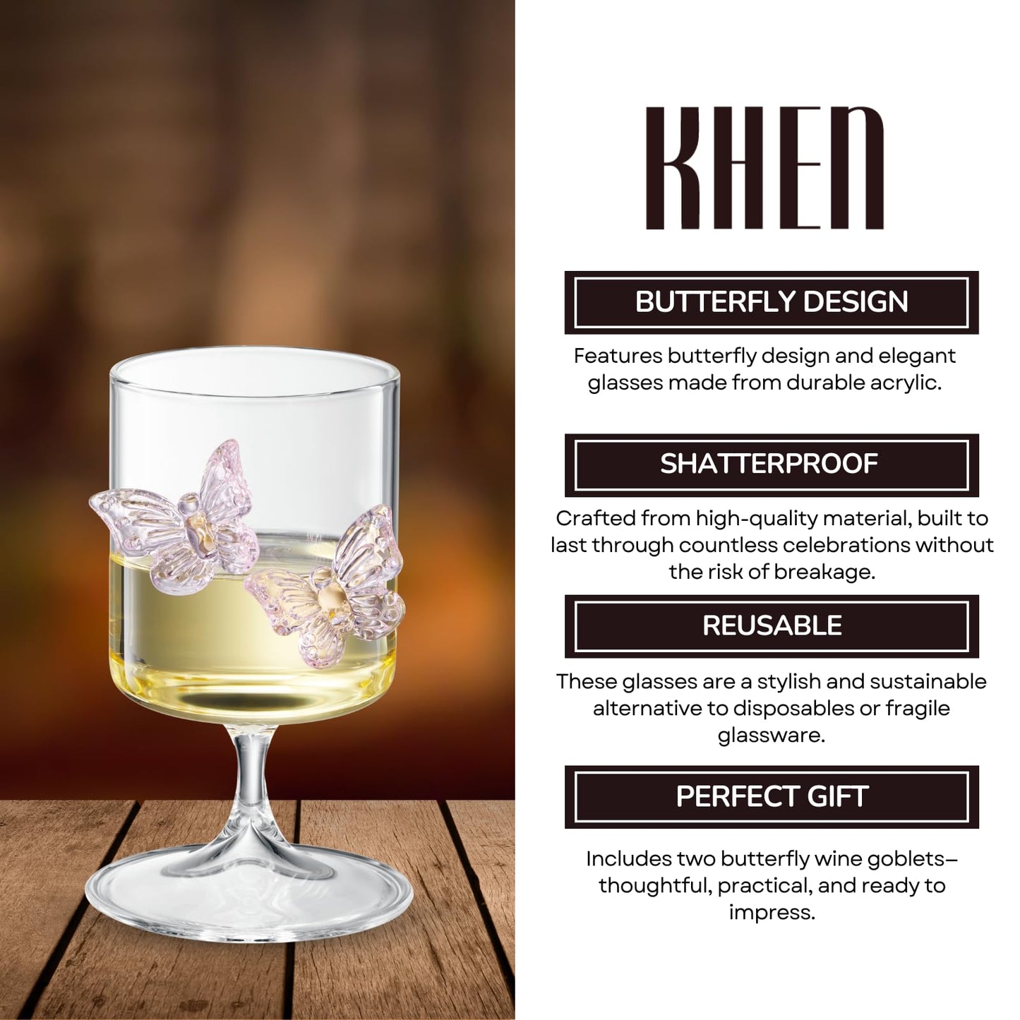 TEEK - Butterfly Wine Goblet Set HOME DECOR TEEK KS