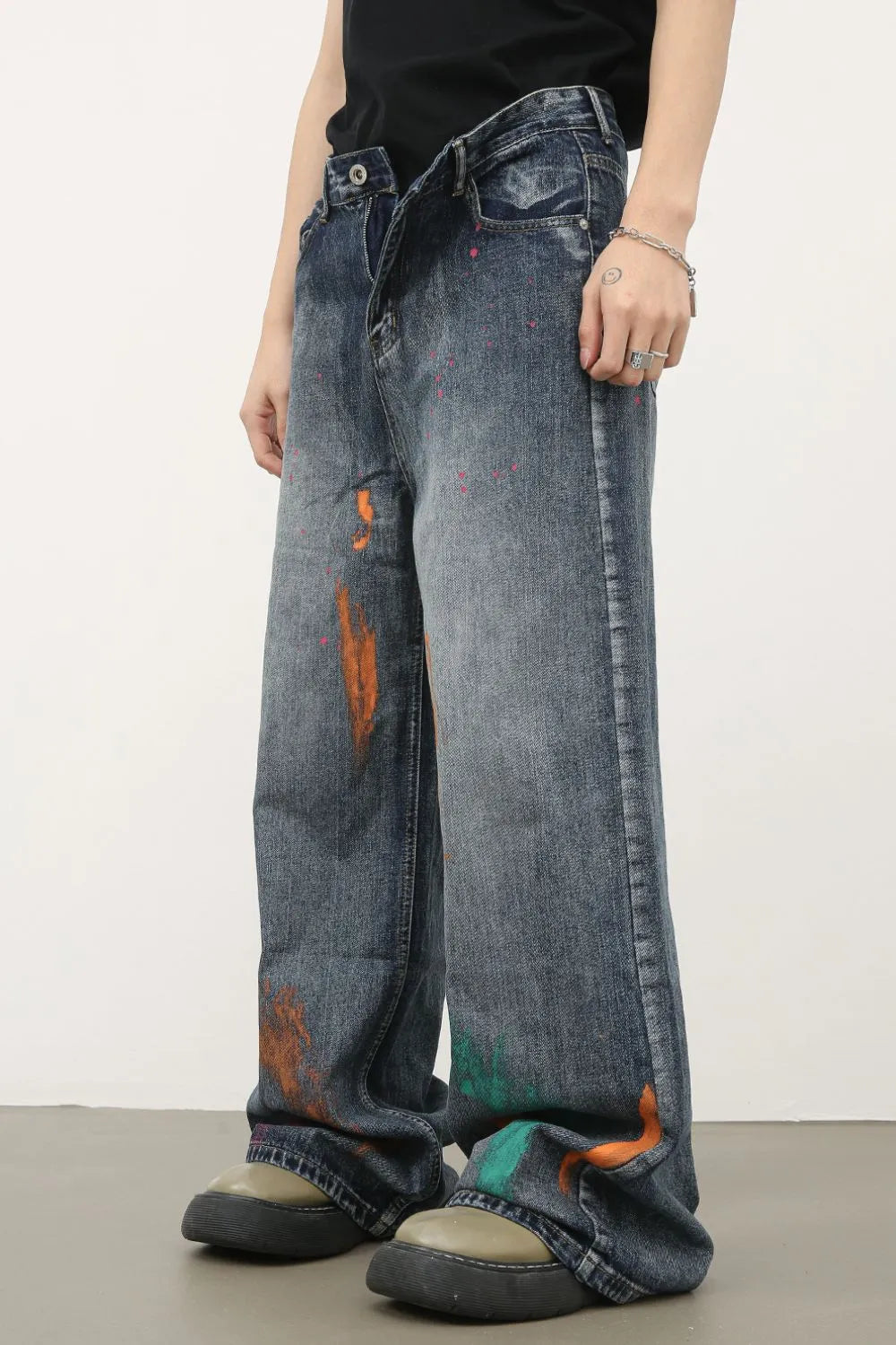 TEEK - Mens Splash Print Wide Leg Jeans JEANS TEEK Trend