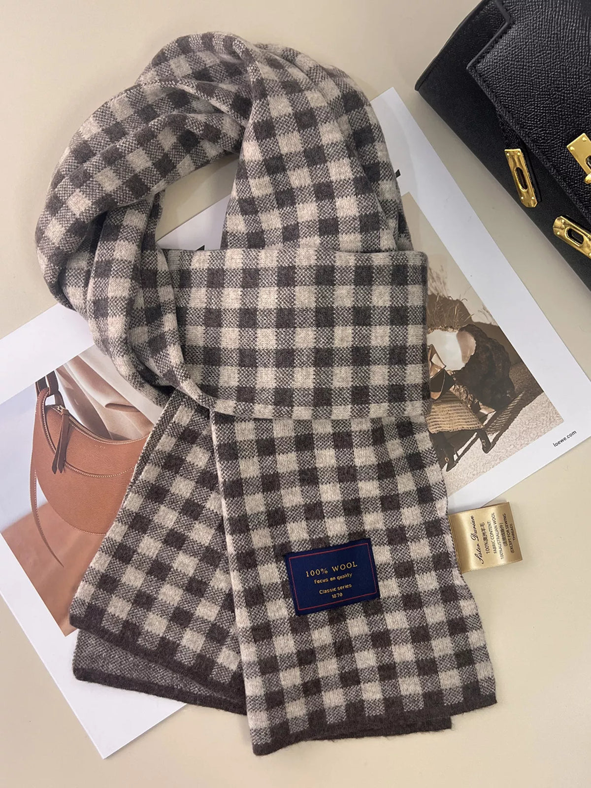 TEEK - 100% Wool Plaid Scarf SCARF TEEK Trend Camel One Size
