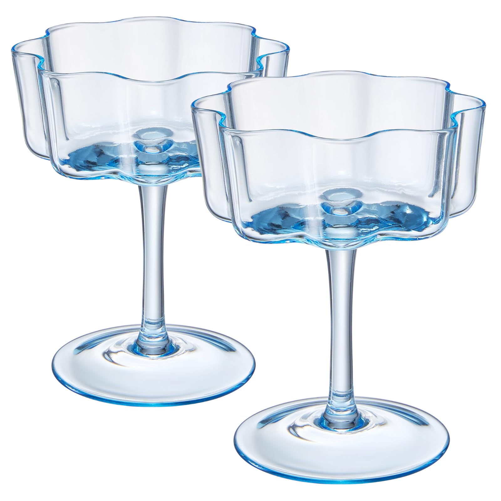 TEEK - Flower Wave Coupe Cocktail Colored Glasses Set | Cobalt Blue HOME DECOR TEEK KS