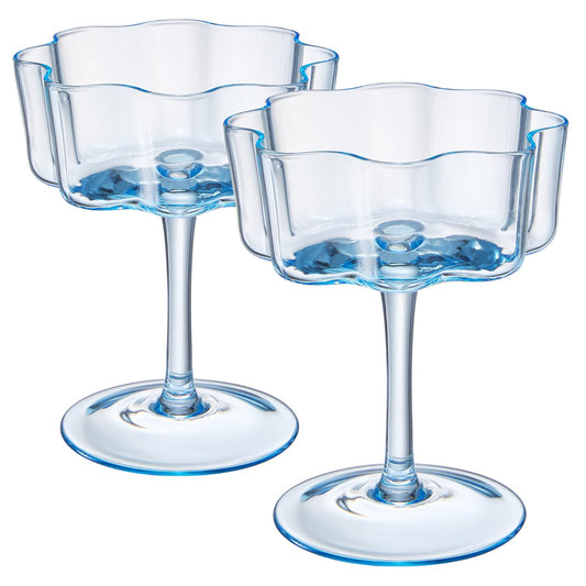 TEEK - Flower Wave Coupe Cocktail Colored Glasses Set | Cobalt Blue HOME DECOR TEEK KS