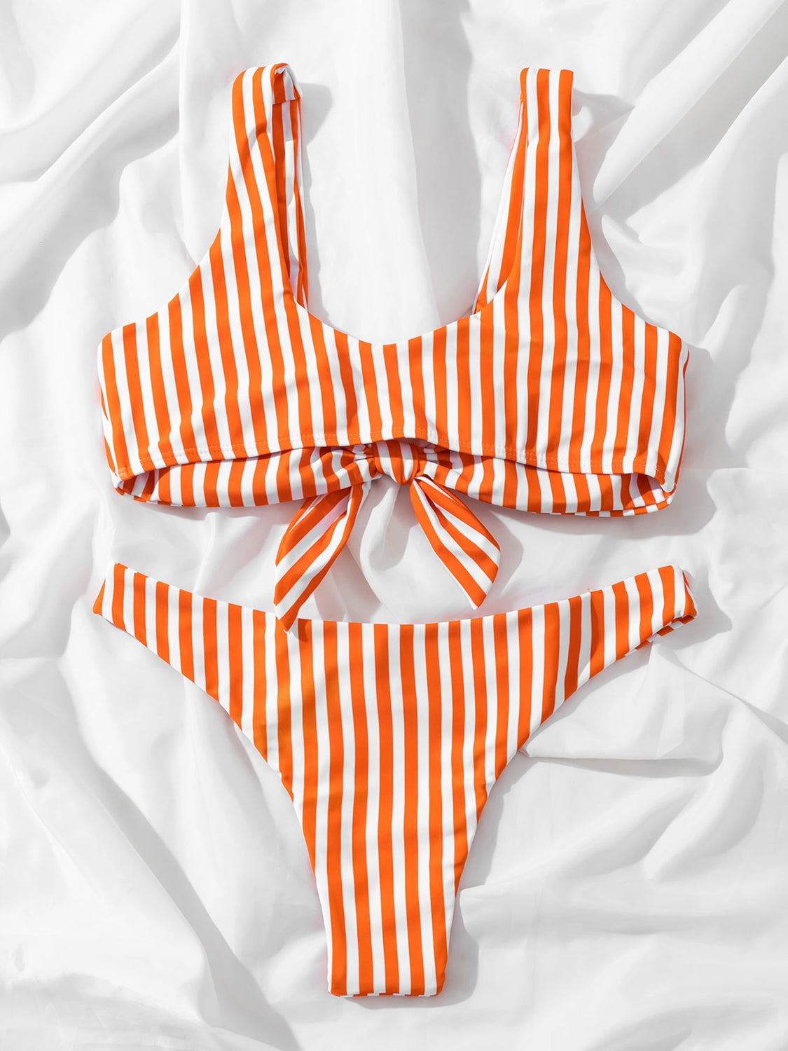 TEEK - Orange Striped Wide Strap Two-Piece Swim Set SWIMWEAR TEEK Trend   