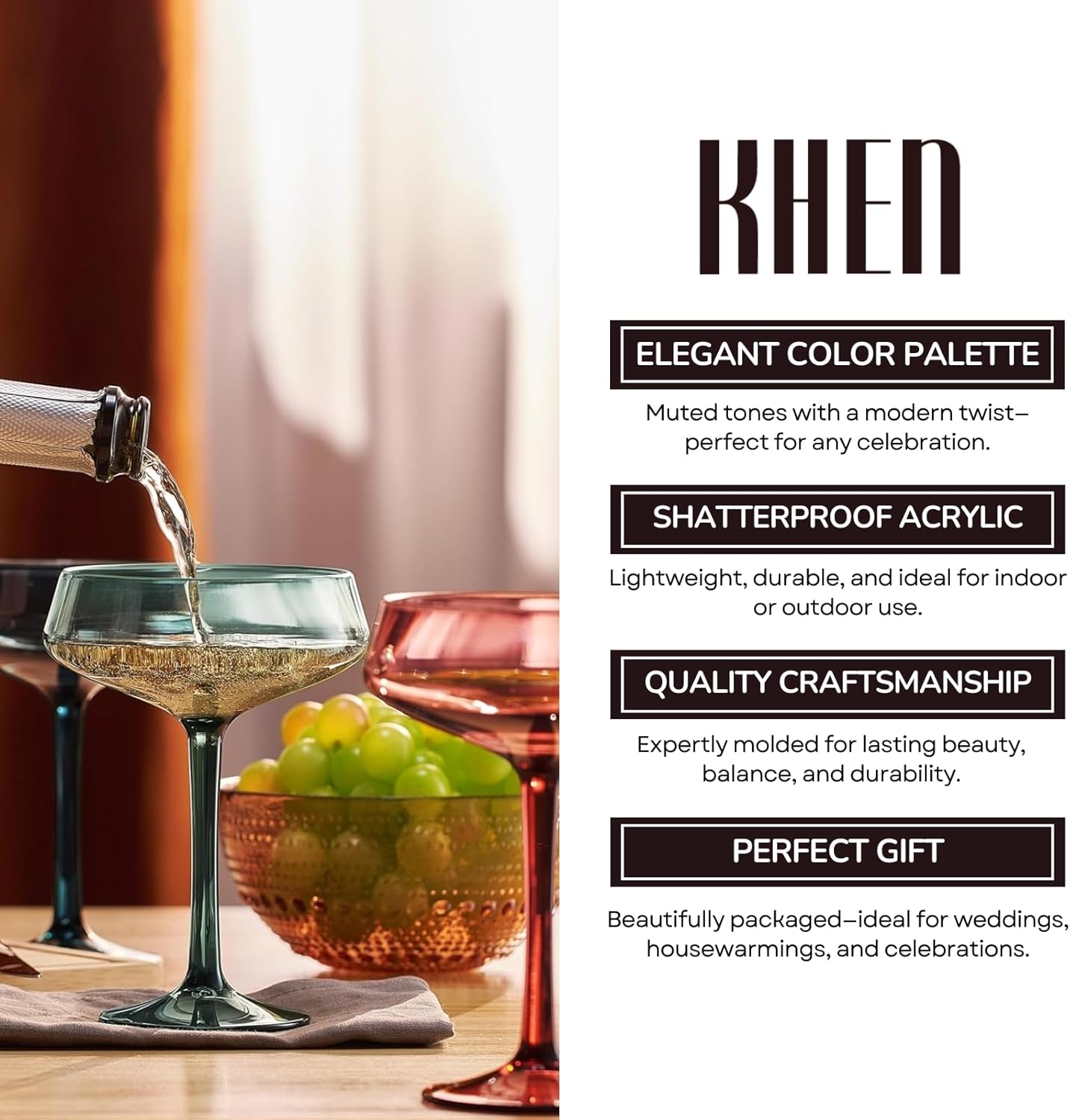 TEEK - Colored Acrylic Coupe Glasses – Set Mutes HOME DECOR TEEK KS