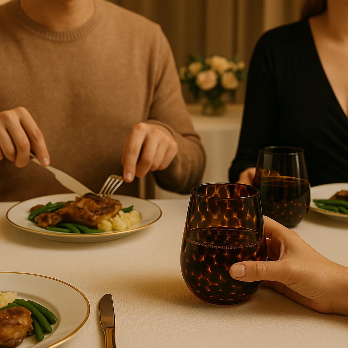 TEEK - Leopard Print Amber Colored Stemless Wine Glass Set HOME DECOR TEEK KS