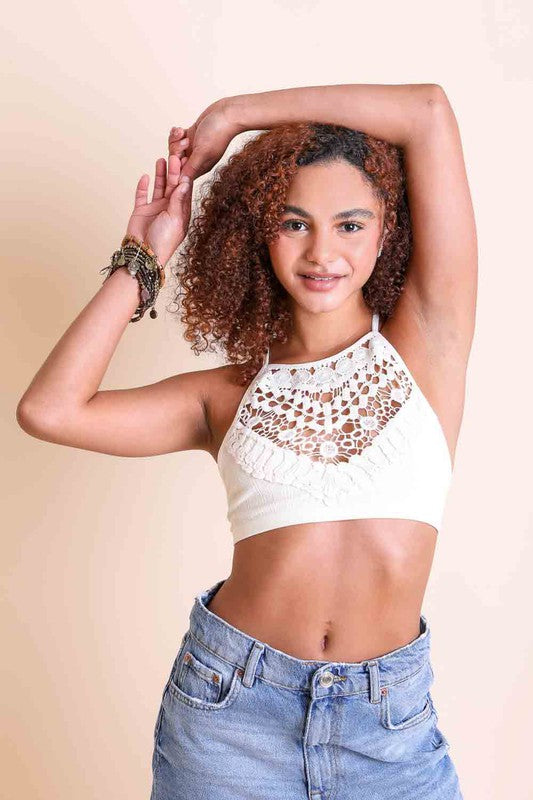 TEEK - Crochet Lace High Neck Bralette TOPS TEEK FG Ivory XS/S 