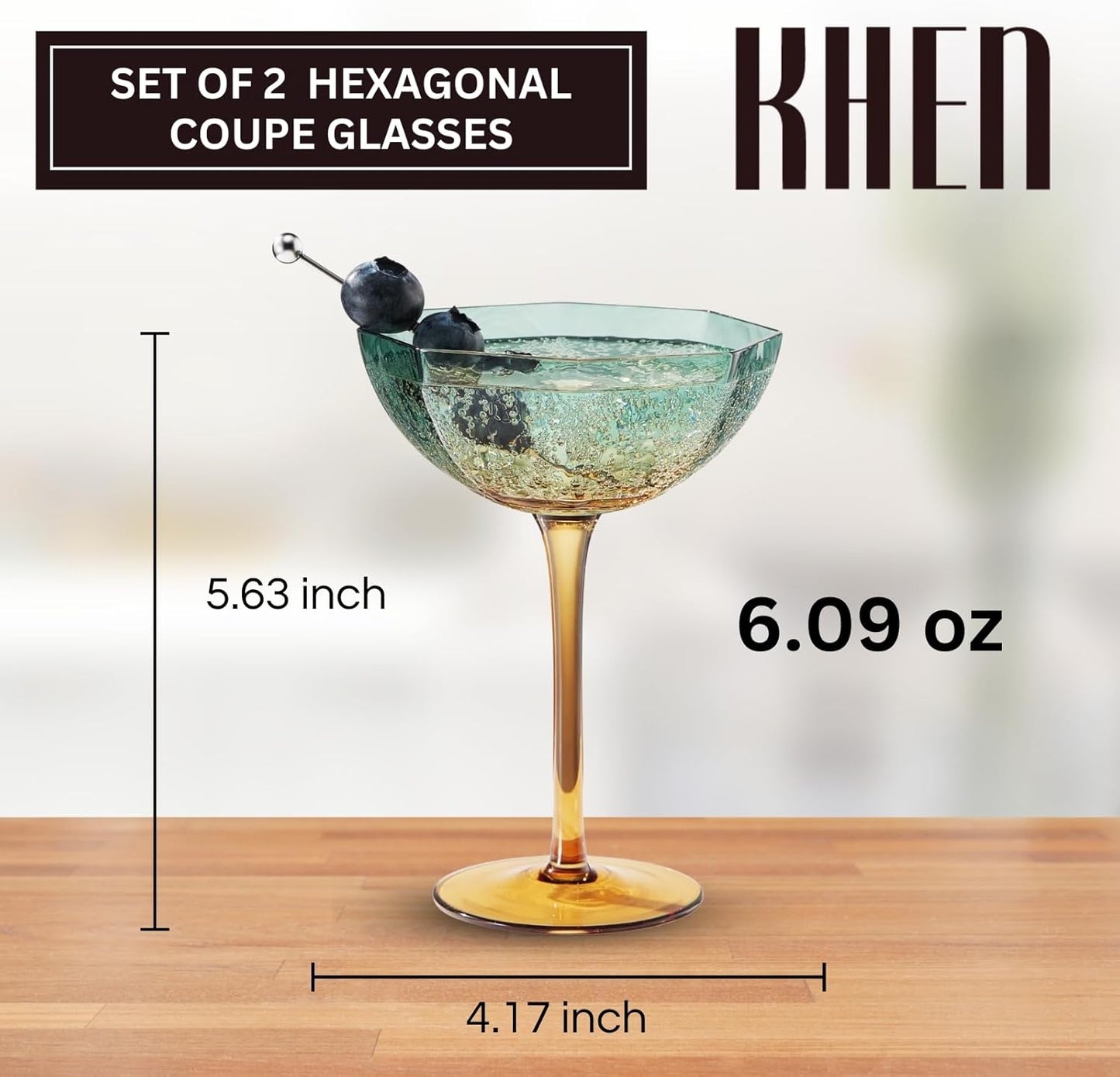 TEEK - Hexagonal Coupe Glasses Set | Teal + Brown HOME DECOR TEEK KS