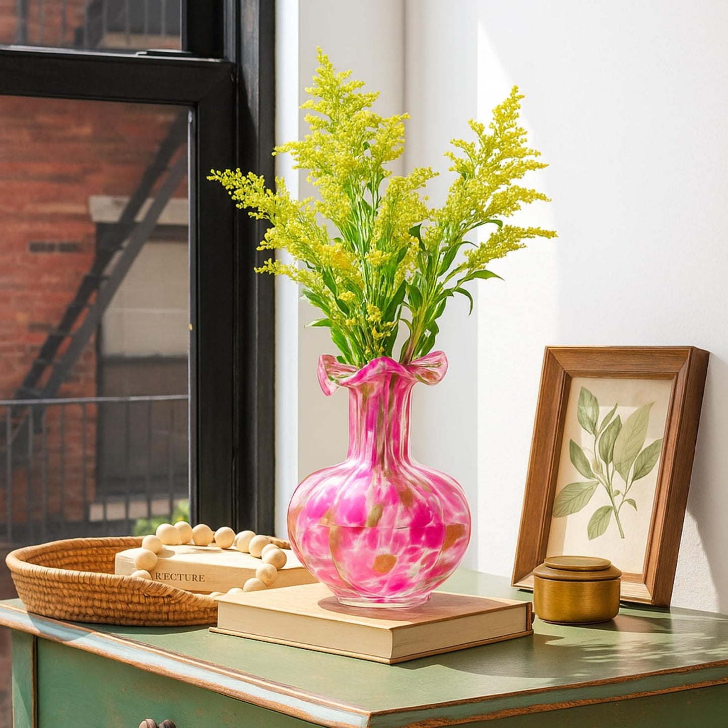 TEEK - Blush Petal Small Hand‑Blown Glass Flower Vase Décor 7″ HOME DECOR TEEK KS