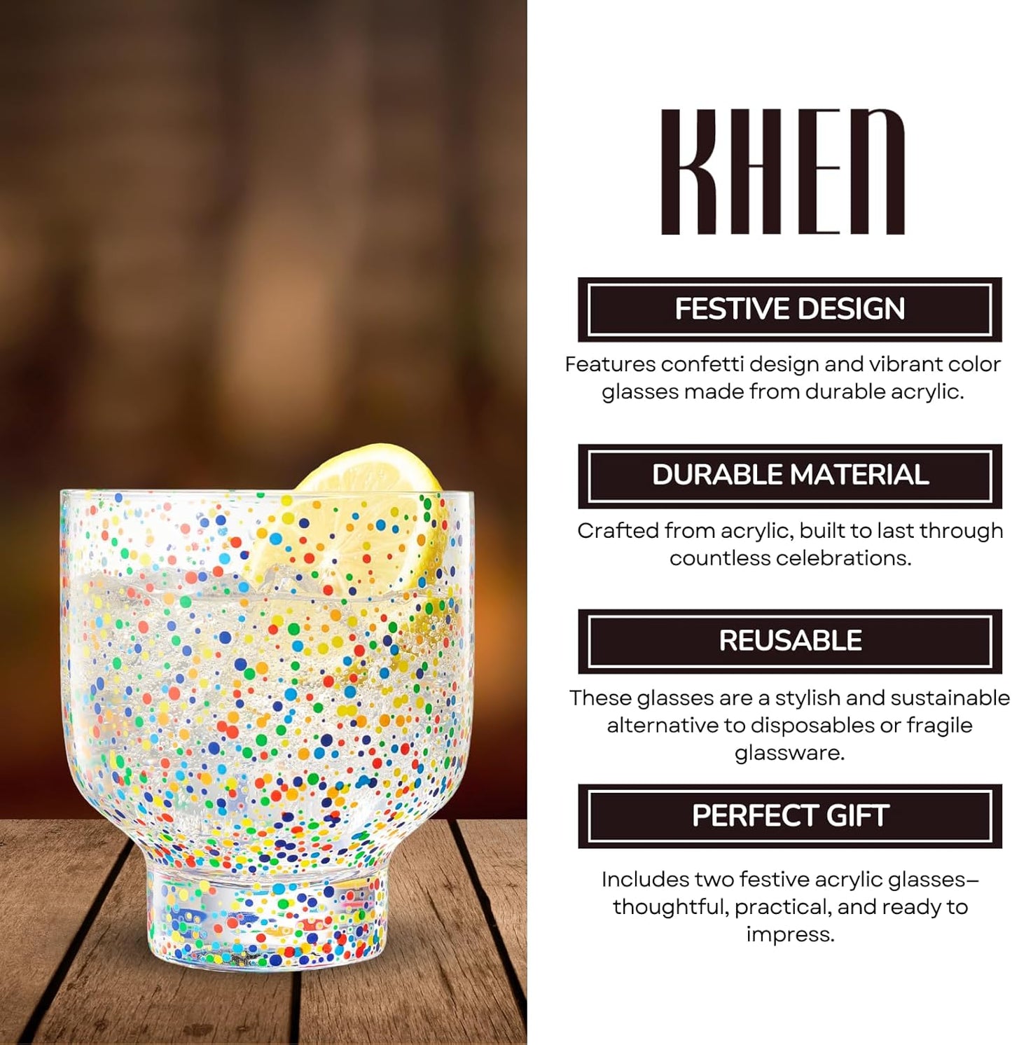 TEEK - Confetti Stemless Tumblers Set HOME DECOR TEEK KS